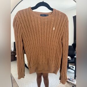 Ralph Lauren Tan Cable Knit Crewneck Sweater